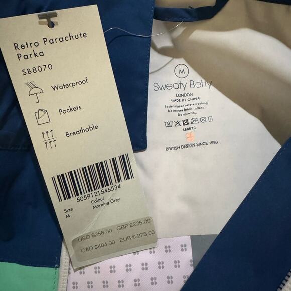 Sweaty Betty Retro Parachute Long Parka - Colorblock Size M - Picture 10 of 10